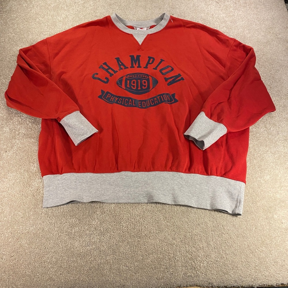 Champion Sweatshirt Mens XXL Red Physical Education Graphic Oversized Sporty